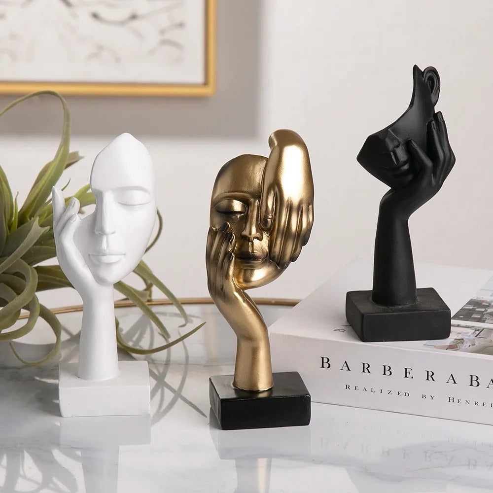 Abstrakt Ansigt Skulptur Harpiks Design | Fritstående Dekorativ Figur Til Indendørs Brug | Hylde Skrivebord Entré & Boligindretning | Vanero