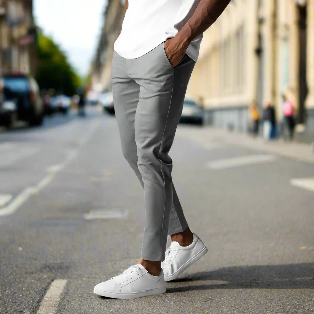 Herre Slim Fit Bukser Tekstilblanding | Elastisk Talje Fritidsbukser | Til Smart Casual Stil & Hverdagsbrug | Vanero