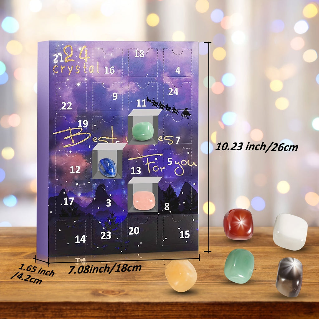 Adventskalender | 24 Naturkrystaller | Jule Nedtælling Sæsondekoration | Vanero