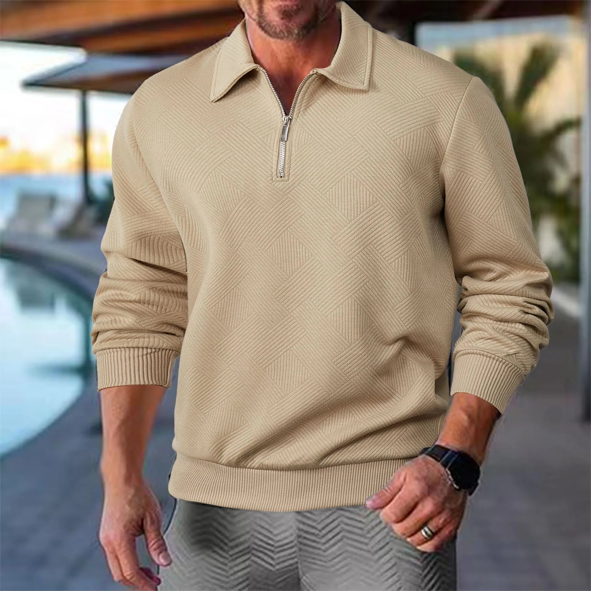 Dametrøje Strikmateriale | Afslappet Pasform Sweater | Geometrisk Mønster til Hverdags- & Køligt Vejr Brug | Vanero