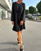 A-Formet Kjole Bomuldsblanding | Regular Fit Kjole | Sløjfe-Dekoration til Hverdagsbrug & Arrangementer | Vanero