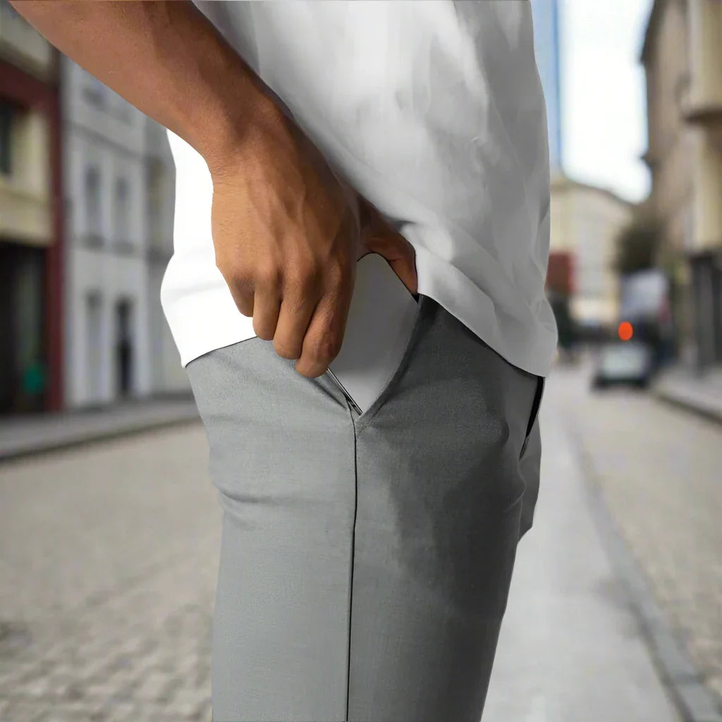 Herre Slim Fit Bukser Tekstilblanding | Elastisk Talje Fritidsbukser | Til Smart Casual Stil & Hverdagsbrug | Vanero