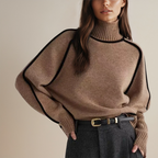 Lærke Polyester Akrylblanding | Oversized Pasform Striktrøje | Rund Hals Design til Hverdagsbrug & Lag-På-Lag Styling | Vanero