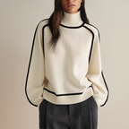 Lærke Polyester Akrylblanding | Oversized Pasform Striktrøje | Rund Hals Design til Hverdagsbrug & Lag-På-Lag Styling | Vanero