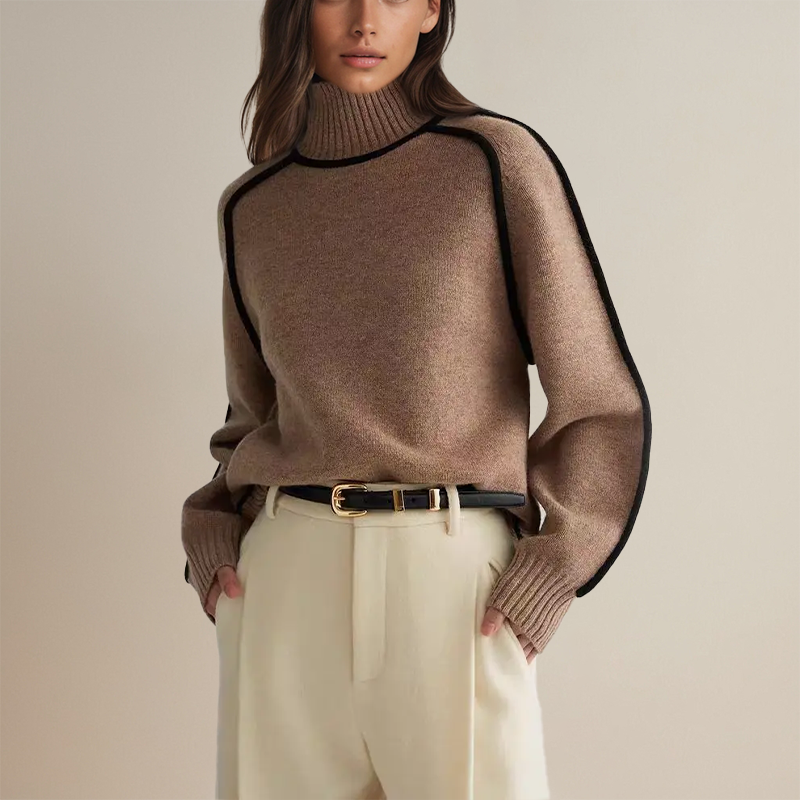 Lærke Polyester Akrylblanding | Oversized Pasform Striktrøje | Rund Hals Design til Hverdagsbrug & Lag-På-Lag Styling | Vanero