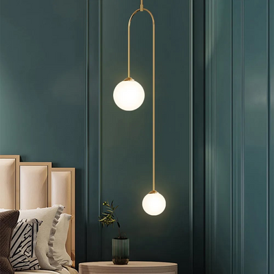 Moderne l pendel Glas Globe 2-Light U-formet til stue og soveværelse l Vanero