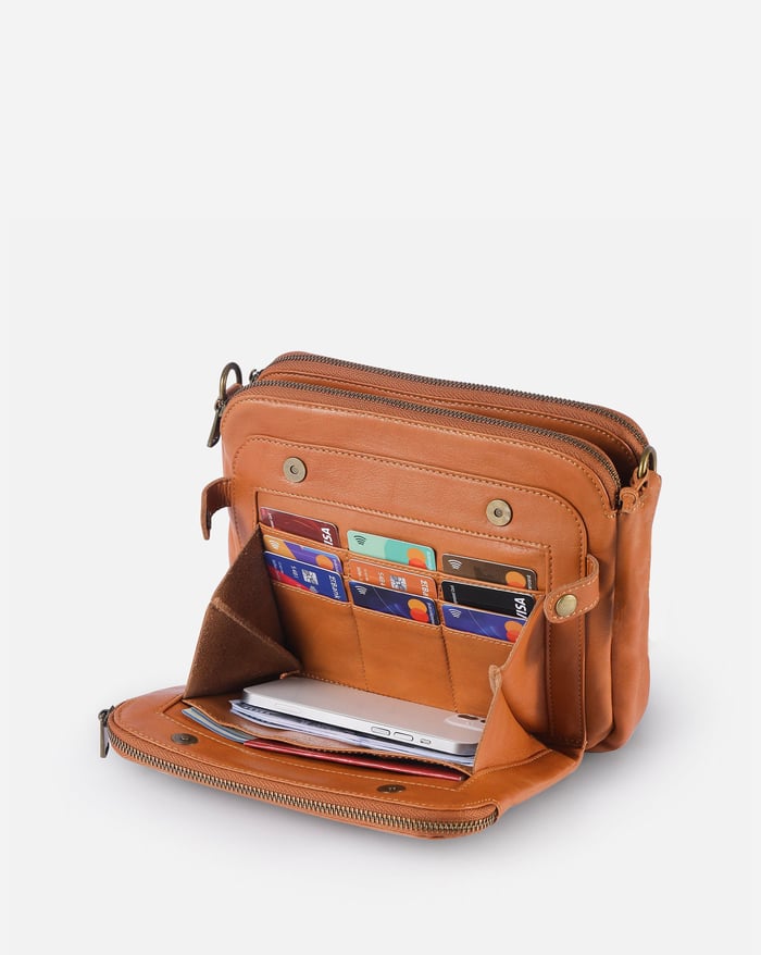 Dame Crossbody Taske PU-Læder | Multi-Rums Rejsetaske Design | Justerbar Rem Til Hverdag & Rejser | Vanero