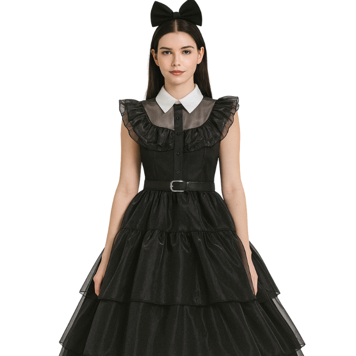 Nythera | Gothic Cosplay Net Dress med Lagkrave | Vanero