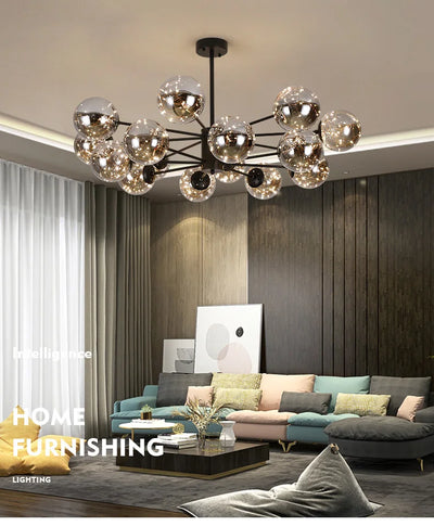 NobleLuminance l Lysekrone med glaskugler l Vanero