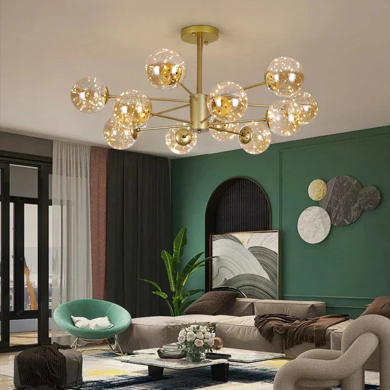 NobleLuminance l Lysekrone med glaskugler l Vanero