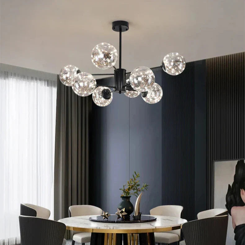 NobleLuminance l Lysekrone med glaskugler l Vanero