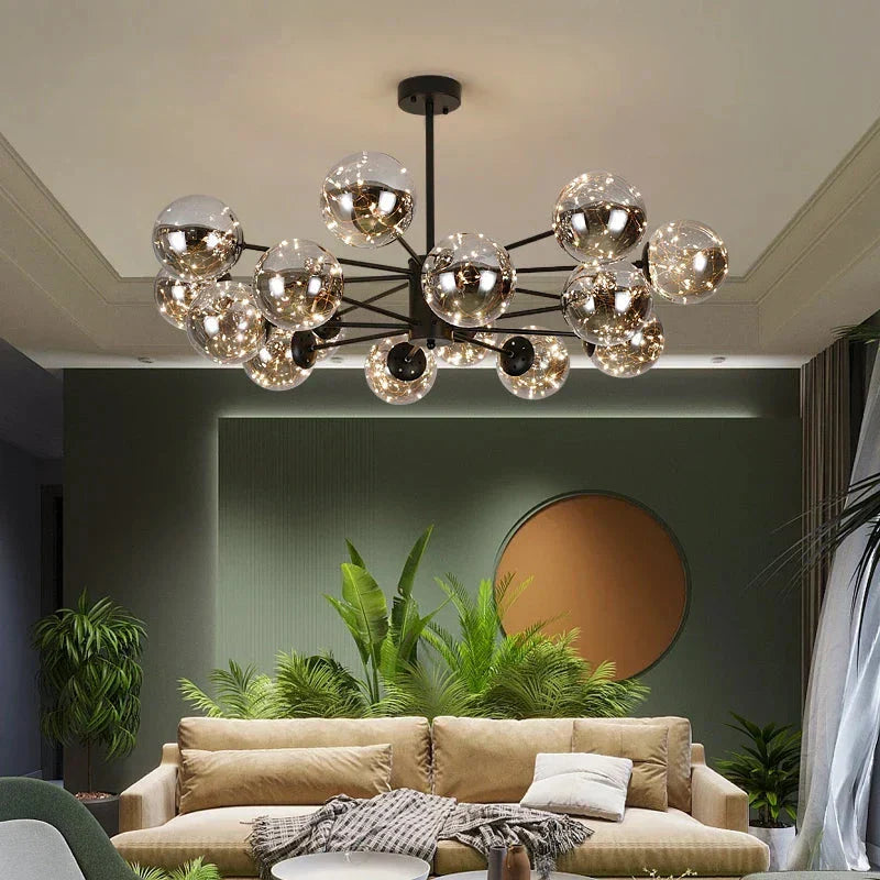 NobleLuminance l Lysekrone med glaskugler l Vanero
