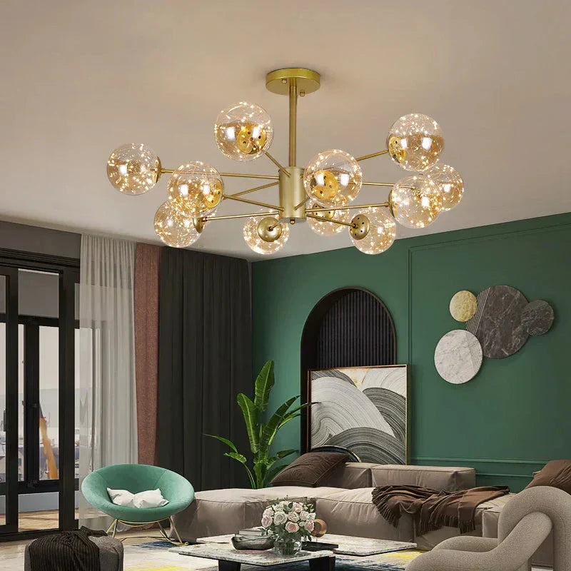 NobleLuminance l Lysekrone med glaskugler l Vanero