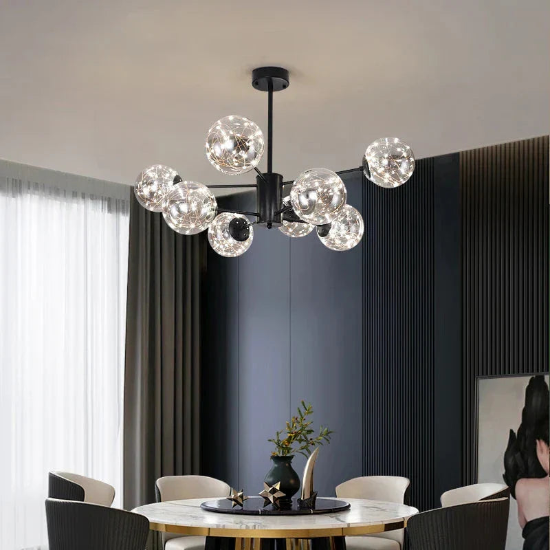 NobleLuminance l Lysekrone med glaskugler l Vanero