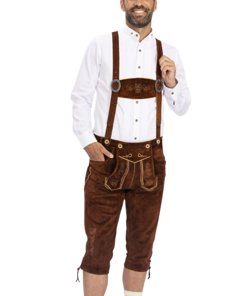 Herre Bayersk Oktoberfest-Sæt | Traditionelle Shorts Med Seler | Til Festivaler & Temabegivenheder | Vanero