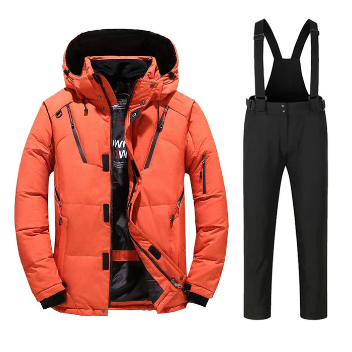 Pedersen Hvide Andedun & Polyester | Regular Fit Termisk Skisæt | Aftagelig Hætte til Vintersport & Udendørsbrug | Vanero
