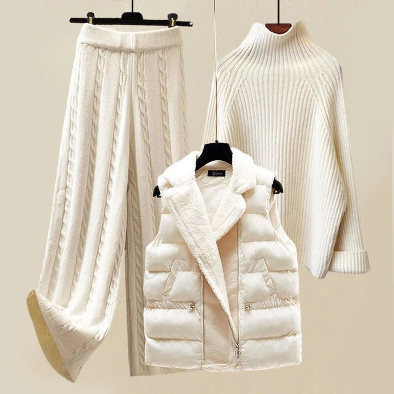 WinterCombo Bomulds- & Polyesterblanding | Afslappet Pasform 3-Delt Sæt | Cardigan Trøje & Bukser til Hverdag & Kølige Dage | Vanero
