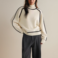 Lærke Polyester Akrylblanding | Oversized Pasform Striktrøje | Rund Hals Design til Hverdagsbrug & Lag-På-Lag Styling | Vanero