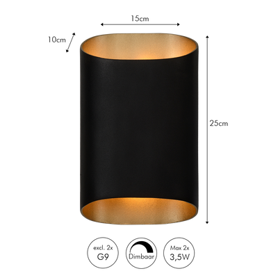 Væglampe Arturo | Sort | Vanero