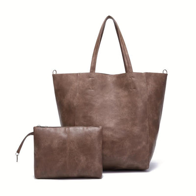 Rummelig Shopper Taske | Minimalistisk Design | Inkl. Clutch | Vanero