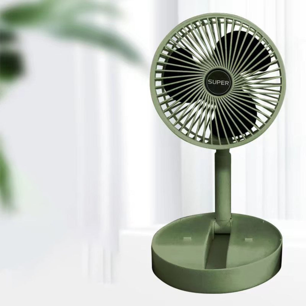 Bærbar Sammenklappelig Ventilator USB Genopladelig | 180 Graders Justerbart Luftflow | Fire Hastigheder Til Skrivebord Rejser & Camping | Vanero