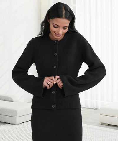 Amora | Dame cardigan Uldblanding med knapper | Vanero