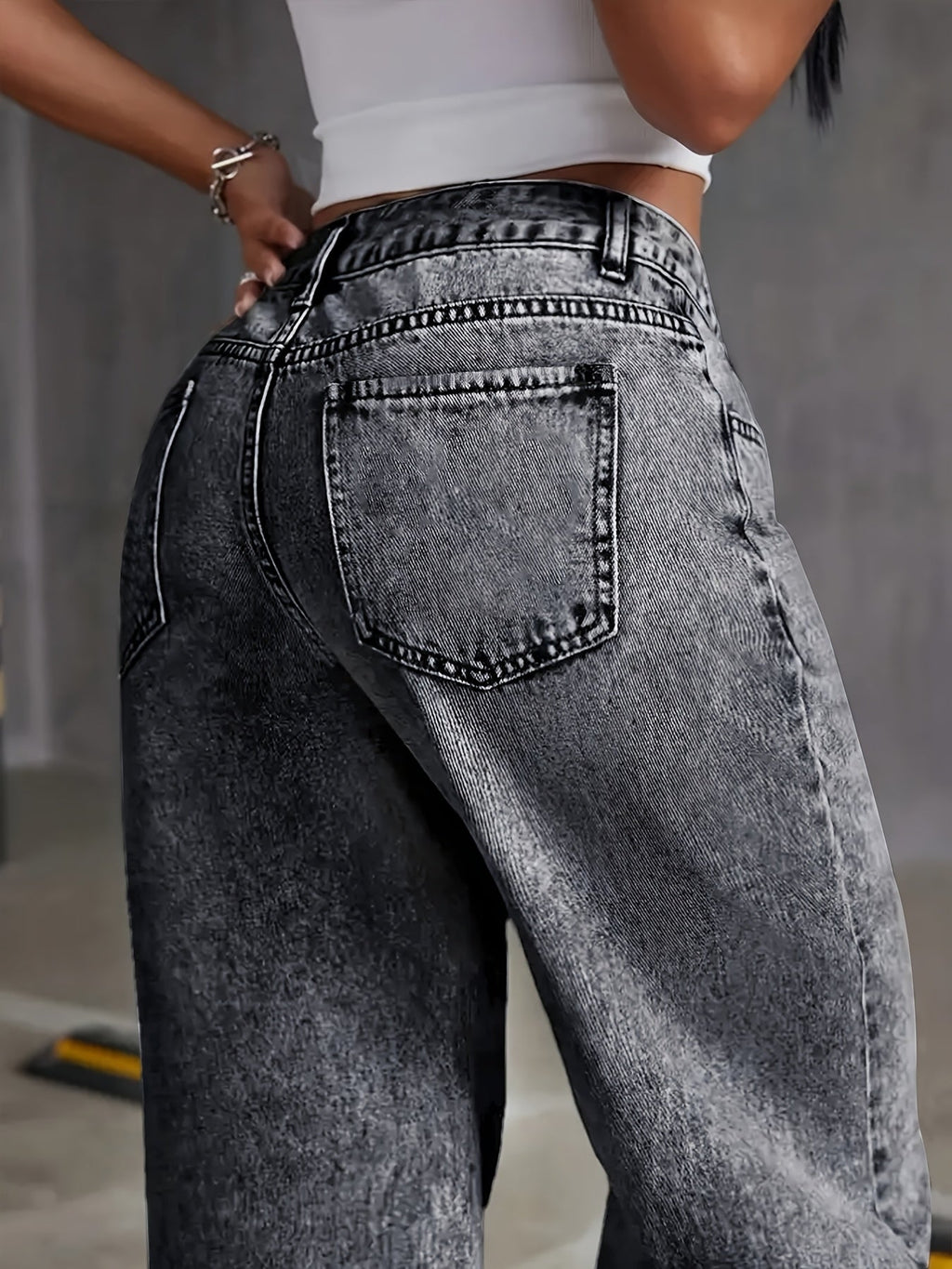 Dame Jeans Denimmateriale | Løs Pasform Baggy Jeans | Vintage-Vasket Design Til Hverdagsbrug & Casual Stil | Vanero