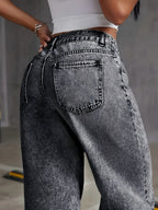 Dame Jeans Denimmateriale | Løs Pasform Baggy Jeans | Vintage-Vasket Design Til Hverdagsbrug & Casual Stil | Vanero