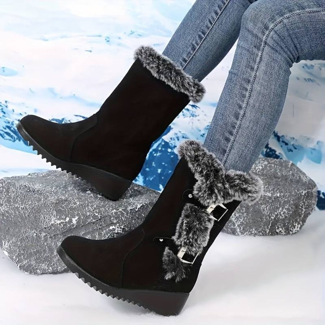 SnowBoots l Plysforede termiske pelsstøvler med trendy spænde til kvinder l Vanero