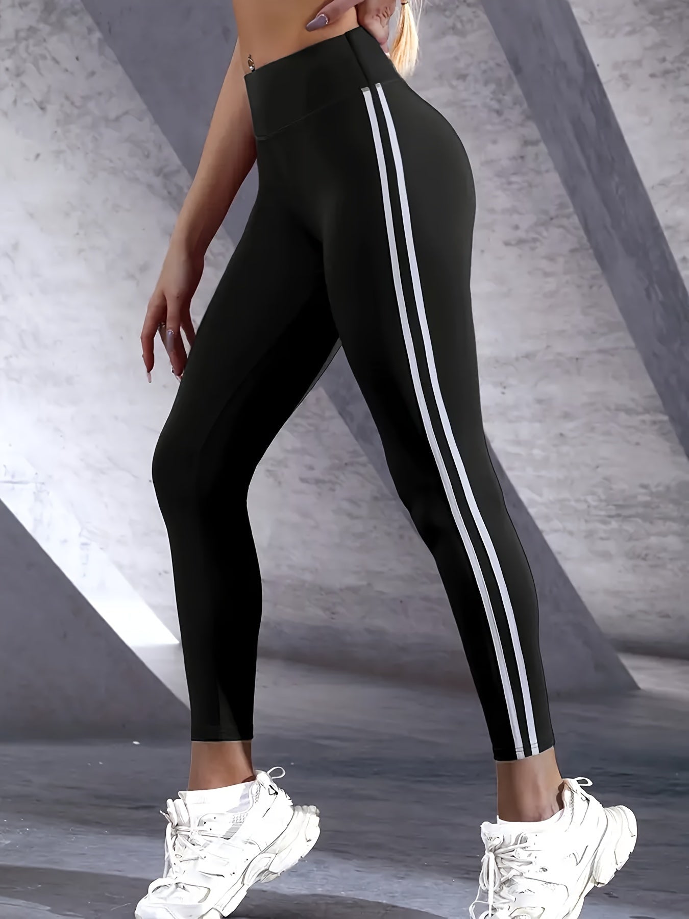 Ivy Elastisk Tekstilmateriale | Slim Fit Yoga Bukser | Højtaljet Design Med Sidelinjer til Træning & Hverdagsbrug | Vanero
