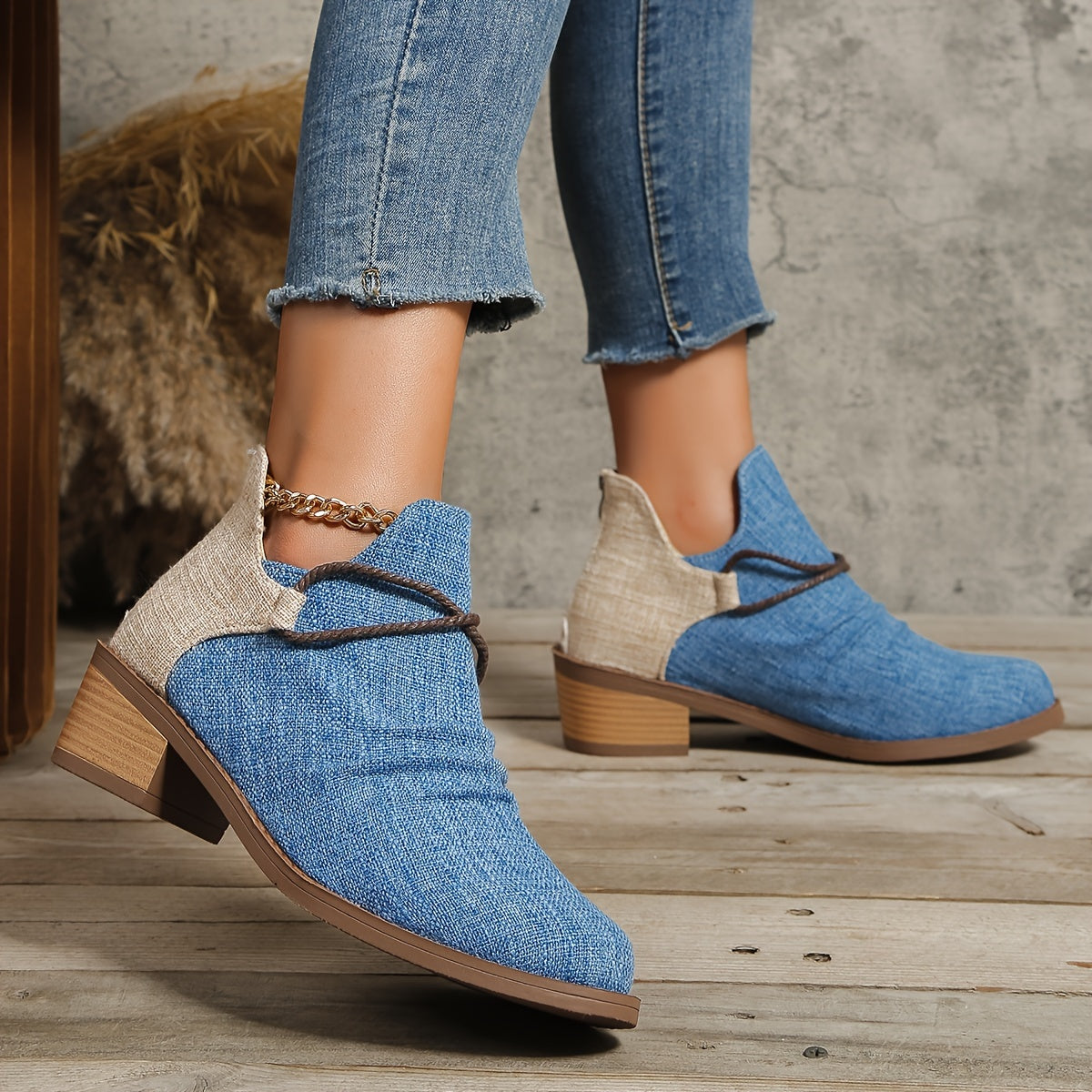 Ankelstøvler med Dyreprint | Kontrastmateriale | Casual & Statement l Vanero