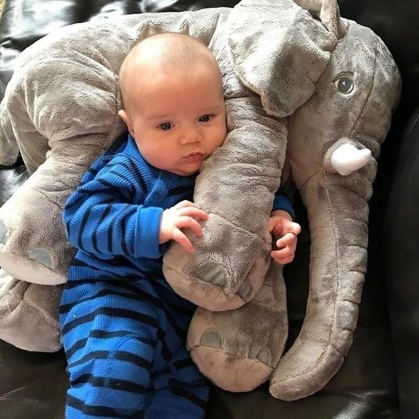 Babypude Bomuld og Polyesterfyld | Elefantformet Dekorativ Pude | Blødt Tilbehør til Babyværelset | Vanero