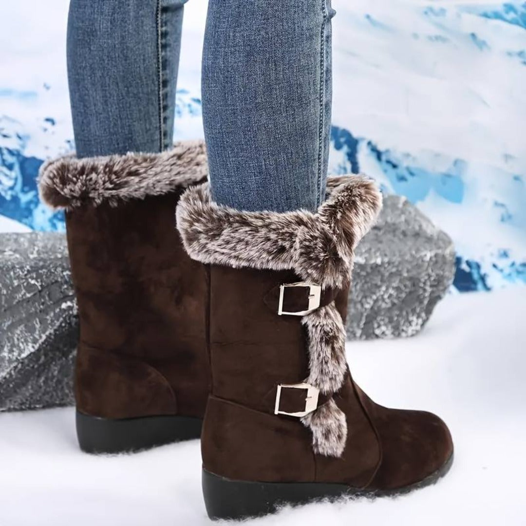 SnowBoots l Plysforede termiske pelsstøvler med trendy spænde til kvinder l Vanero