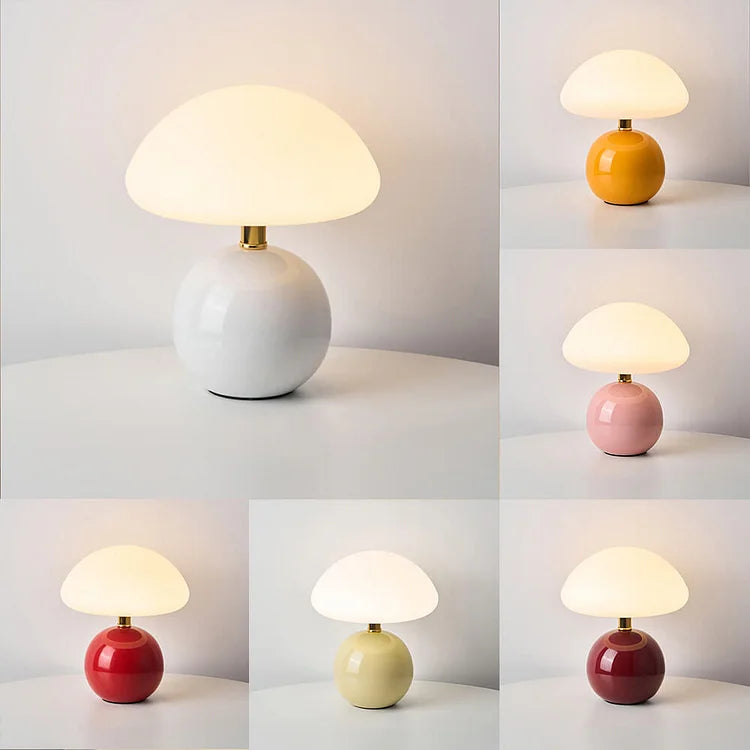 Champignon Bordlampe Med Justerbare LED Lysfarver | Bordlampe I Keramik Og PVC Til Indendørs Belysning | Vanero
