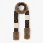 Dame Leopard Strikkesjal | Lysbrun & Cashmere-Look Overflade | Mønstret Sjal Til Hverdagsbrug, Efterår & Vinter | Vanero
