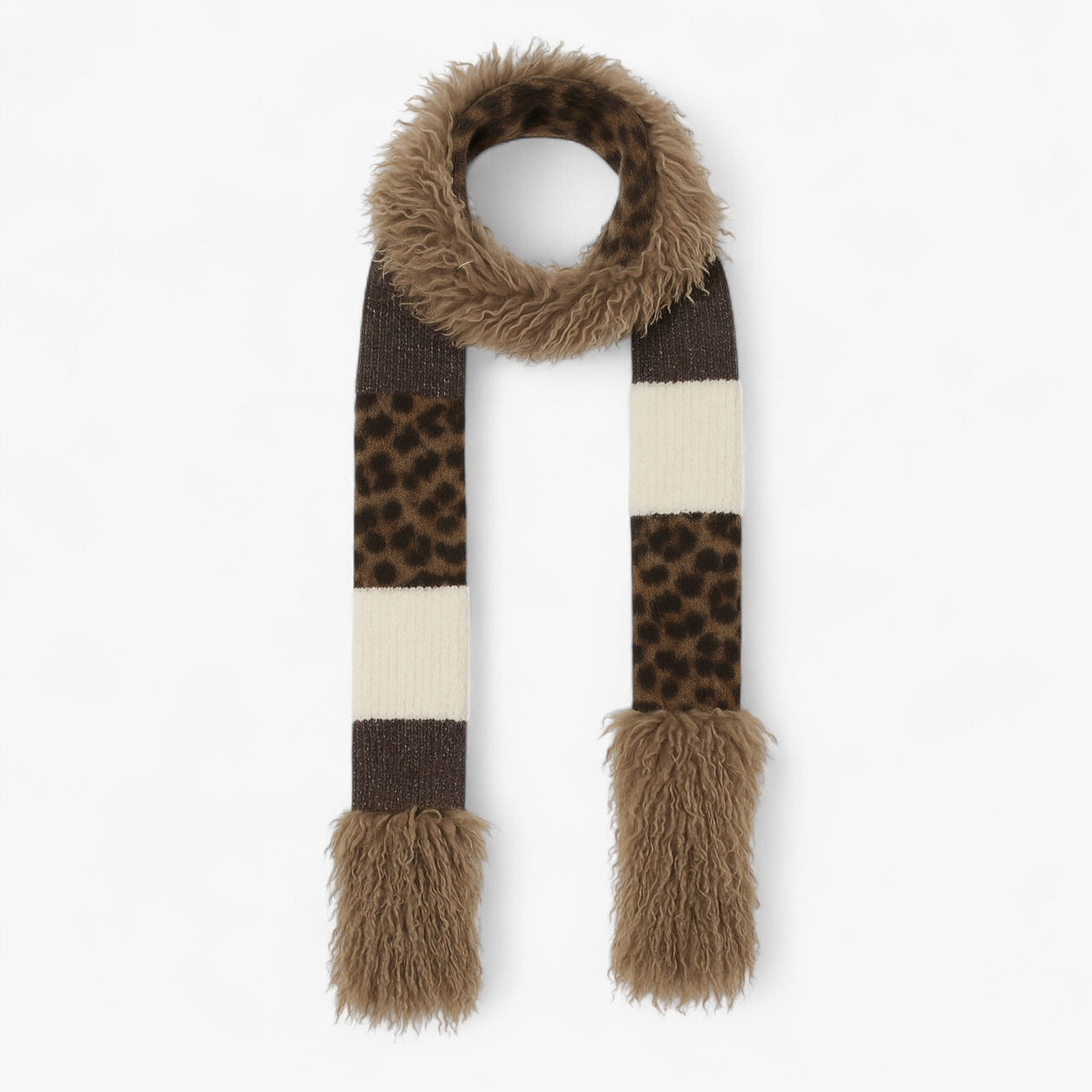 Dame Leopard Strikkesjal | Lysbrun & Cashmere-Look Overflade | Mønstret Sjal Til Hverdagsbrug, Efterår & Vinter | Vanero