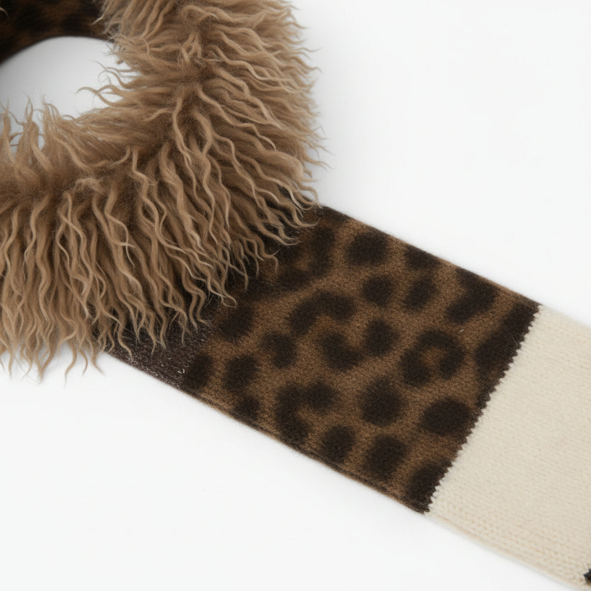 Dame Leopard Strikkesjal | Lysbrun & Cashmere-Look Overflade | Mønstret Sjal Til Hverdagsbrug, Efterår & Vinter | Vanero