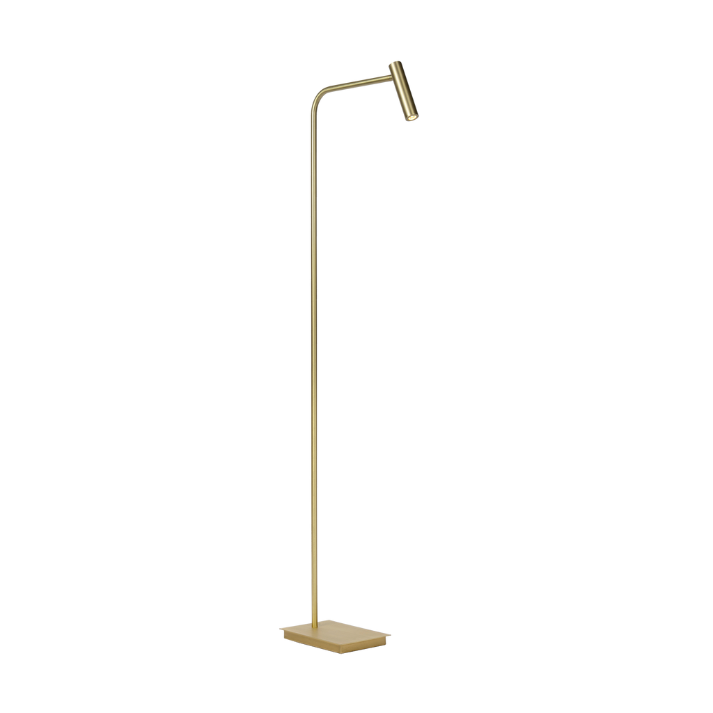 Gulvlampe Med Integreret LED Belysning | Metalkonstruktion Med Antik Messing Finish | Indendørs Læse & Stemningsbelysning | Vanero