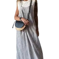 Dame Stribet Jumpsuit | Afslappet Pasform Kortærmet Jumpsuit | Til Hverdagsbrug, Fritid & Afslappede Aktiviteter | Vanero