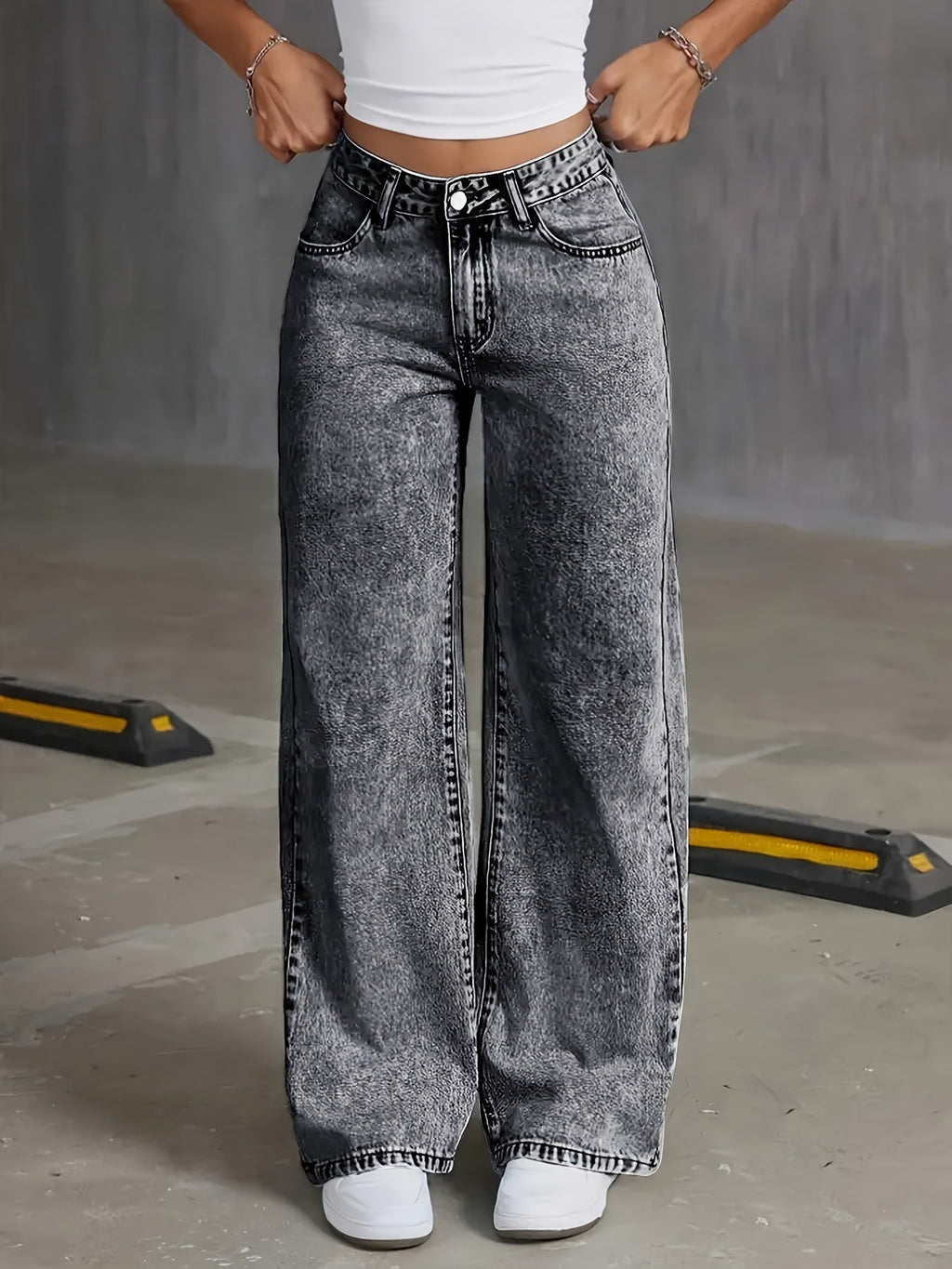 Dame Jeans Denimmateriale | Løs Pasform Baggy Jeans | Vintage-Vasket Design Til Hverdagsbrug & Casual Stil | Vanero