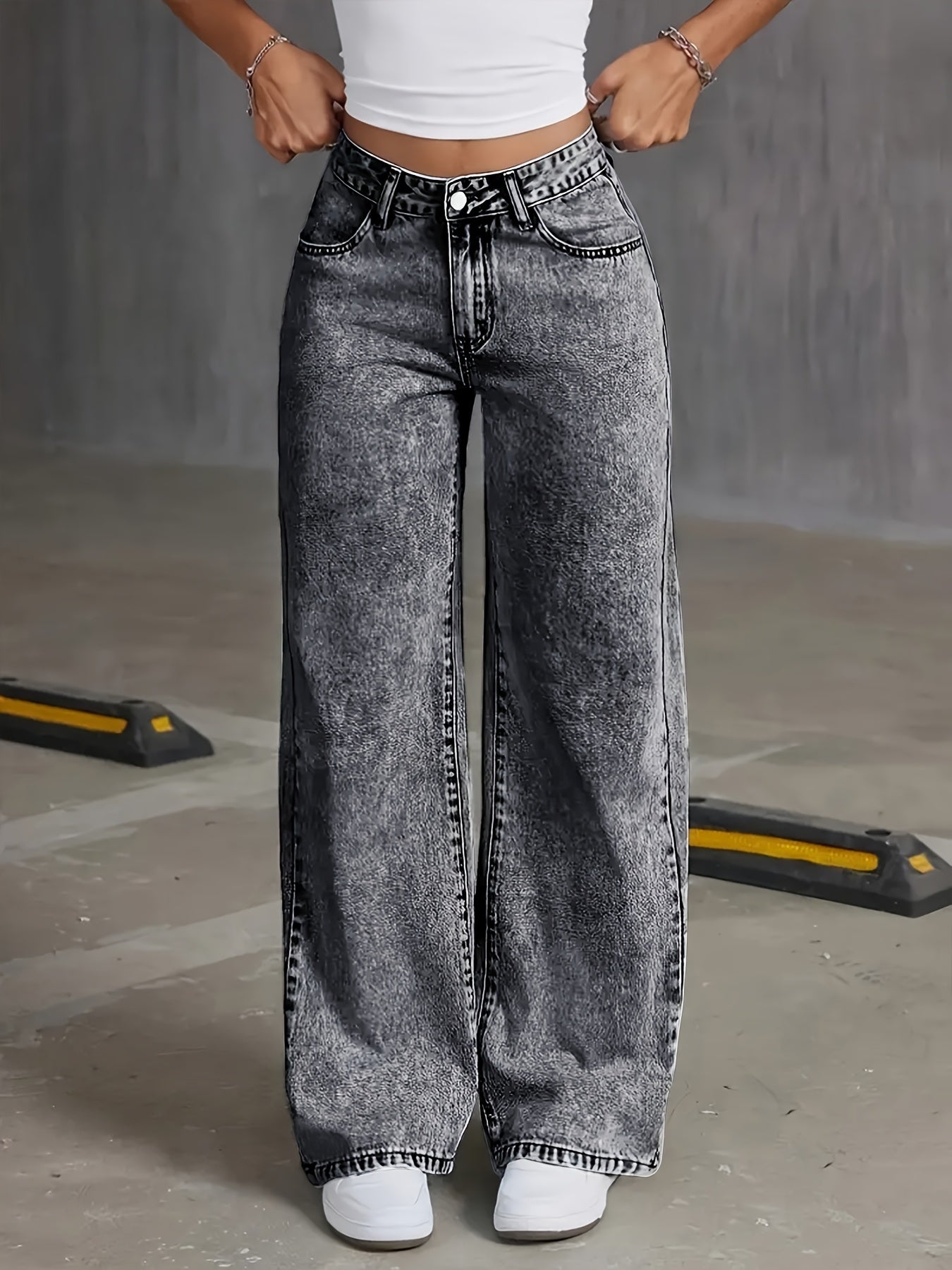 Dame Jeans Denimmateriale | Løs Pasform Baggy Jeans | Vintage-Vasket Design Til Hverdagsbrug & Casual Stil | Vanero