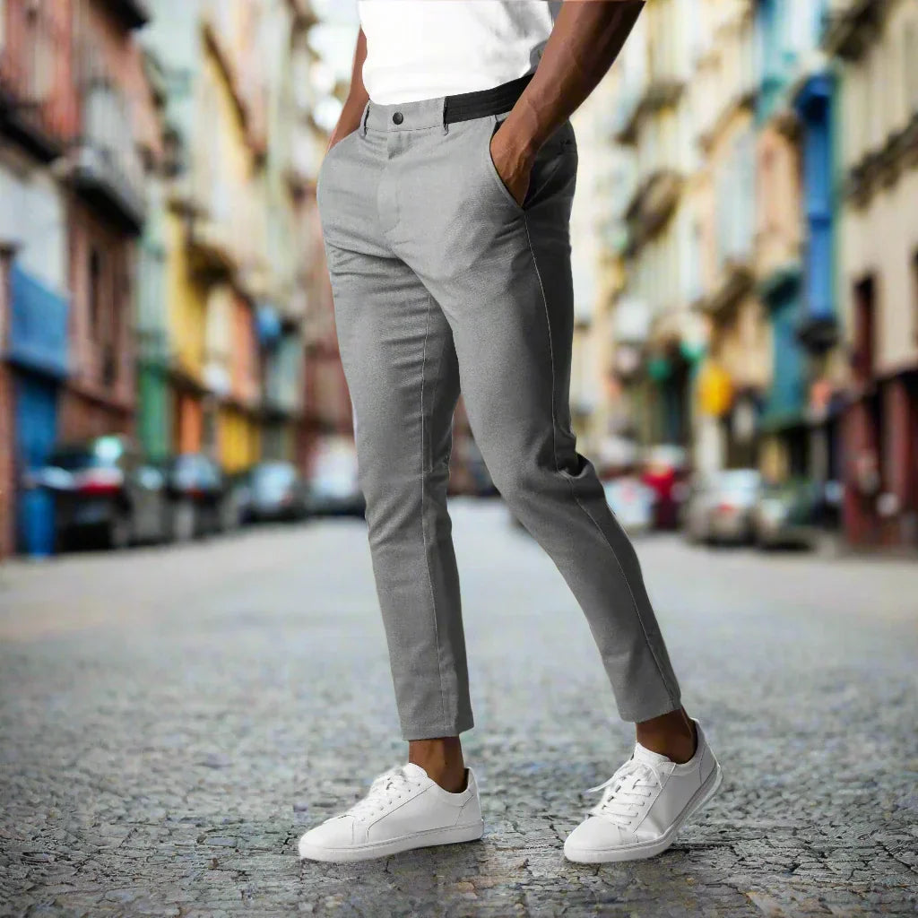 Herre Slim Fit Bukser Tekstilblanding | Elastisk Talje Fritidsbukser | Til Smart Casual Stil & Hverdagsbrug | Vanero