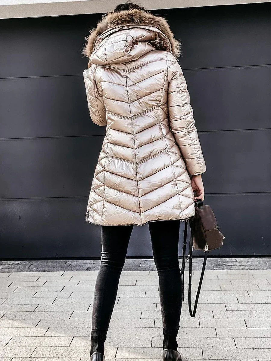 Amalia | Premium Dunjakke med Pelskrave - Eksklusiv Vinterjakke til Ultimativ Komfort | Vanero