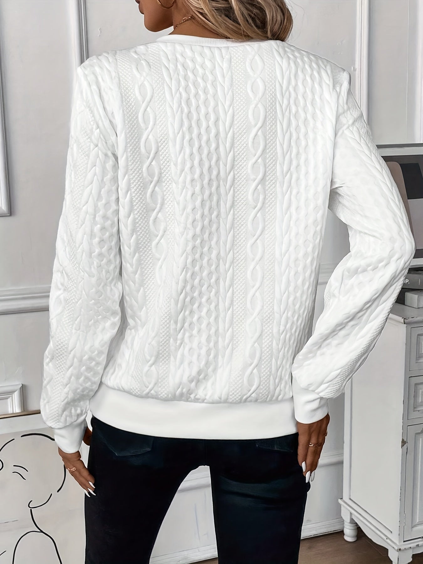 Abrie Sweater Strikmateriale | Regular Fit Kabelstrik Sweater | Halv Lynlås til Daglig Brug & Kølige Vejrforhold | Vanero