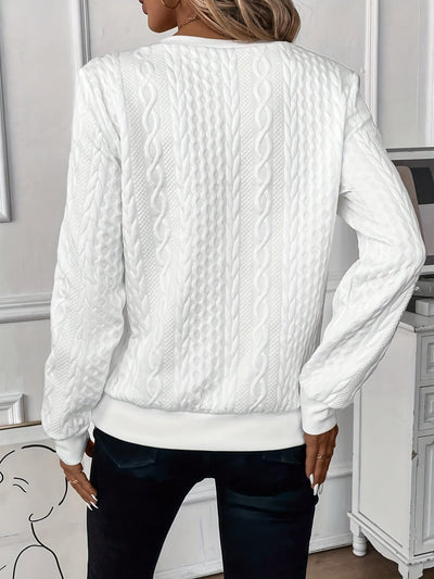 Abrie Sweater | Kabelstrikket sweater med halv lynlås til kvinder l Vanero