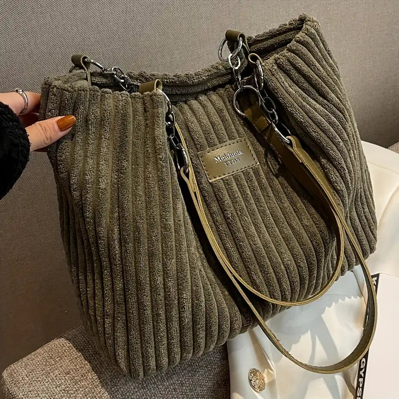 Yara Ribbet Velour | Struktureret Pasform Taske | Rummeligt Design til Daglig Brug & Arrangementer | Vanero