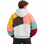 Herre Color Block Hoodie | Hætte Med Snøre & Kængurulomme | Langærmet Patchwork Pullover Til Hverdag & Streetwear | Vanero