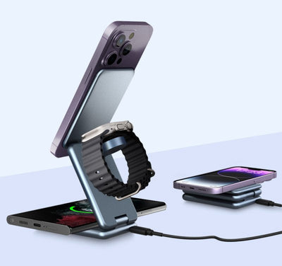 Ladestation I 3-i-1 trådløs oplader til iPhone og Android | Vanero