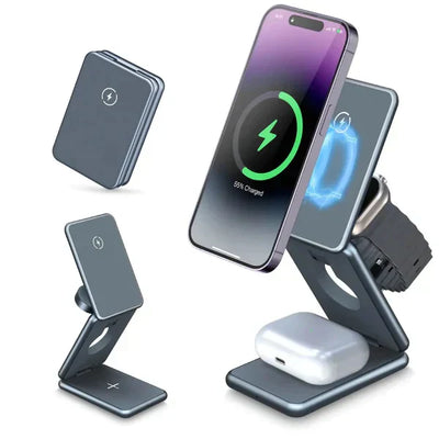 Ladestation I 3-i-1 trådløs oplader til iPhone og Android | Vanero