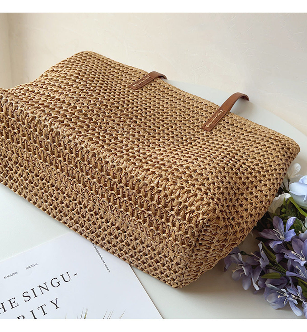 Mulepose Rattanmateriale | Standard Pasform Bæretaske | Rummeligt Flettet Design Til Hverdagsbrug Indkøb & Fritid | Vanero